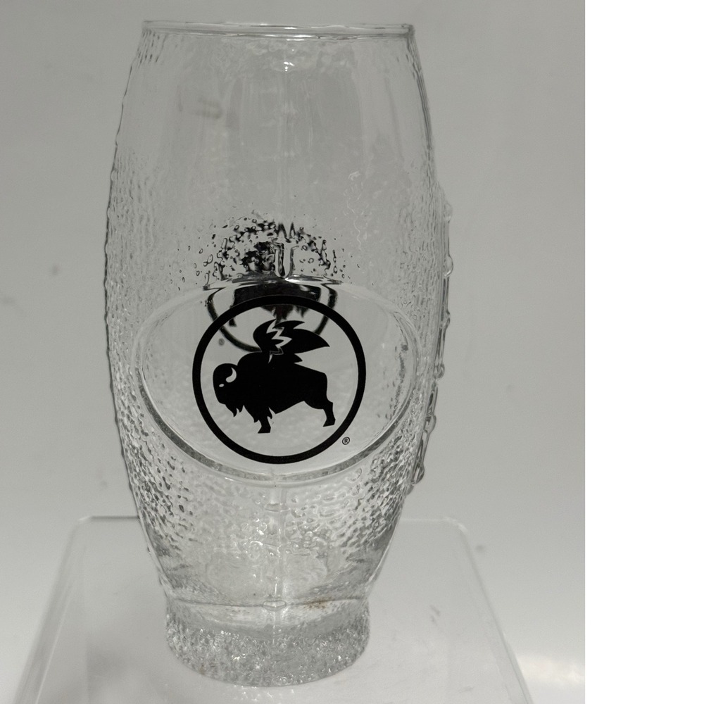 Buffalo Wild Wings Football Shaped Pilsner Glass Clear Textured Pebble Grip Logo